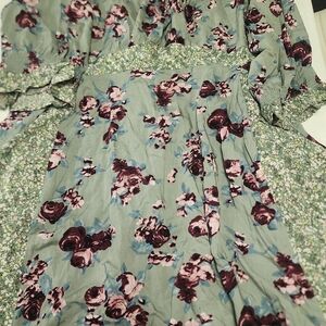 Umgee Floral Midi Dress - Green and Purple